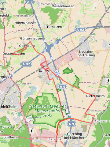 Screenshot Linienverlauf in openstreetmap.org